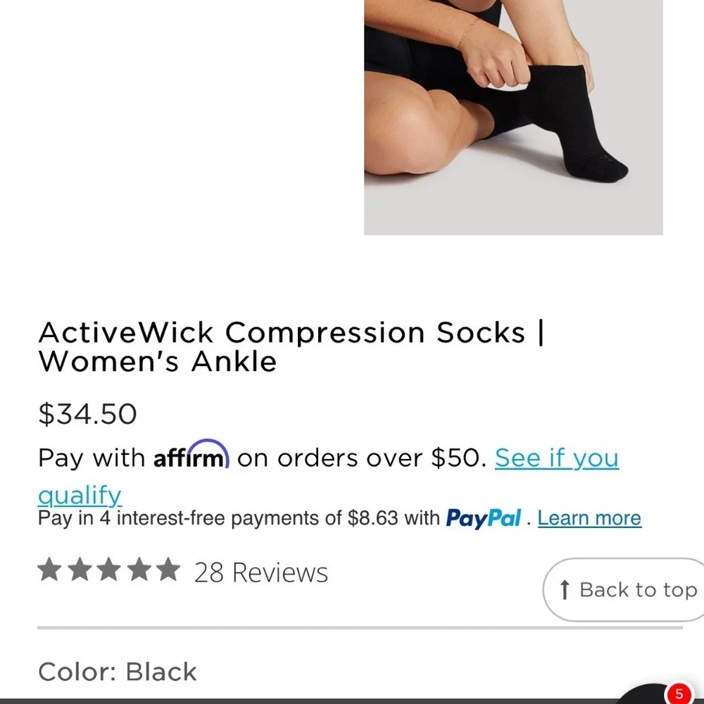 New Tommie Copper Unisex Compression Ankle Socks Black Dot Sz W 7-9.5 M 6-8.5